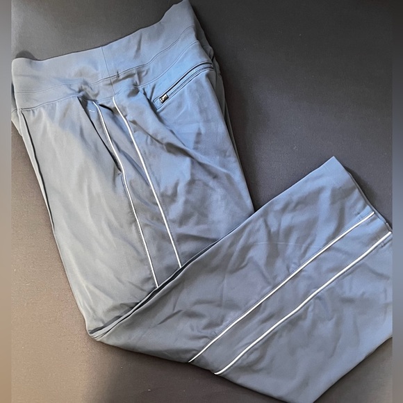 Athleta Venice wide leg, track strip pant Granite blue, white stripe - Picture 3 of 10